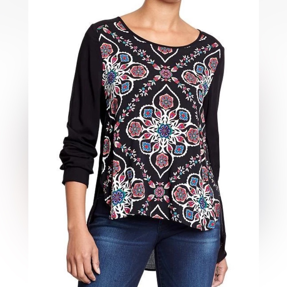 New Old Navy Floral Long sleeve Rayon Tunic Large